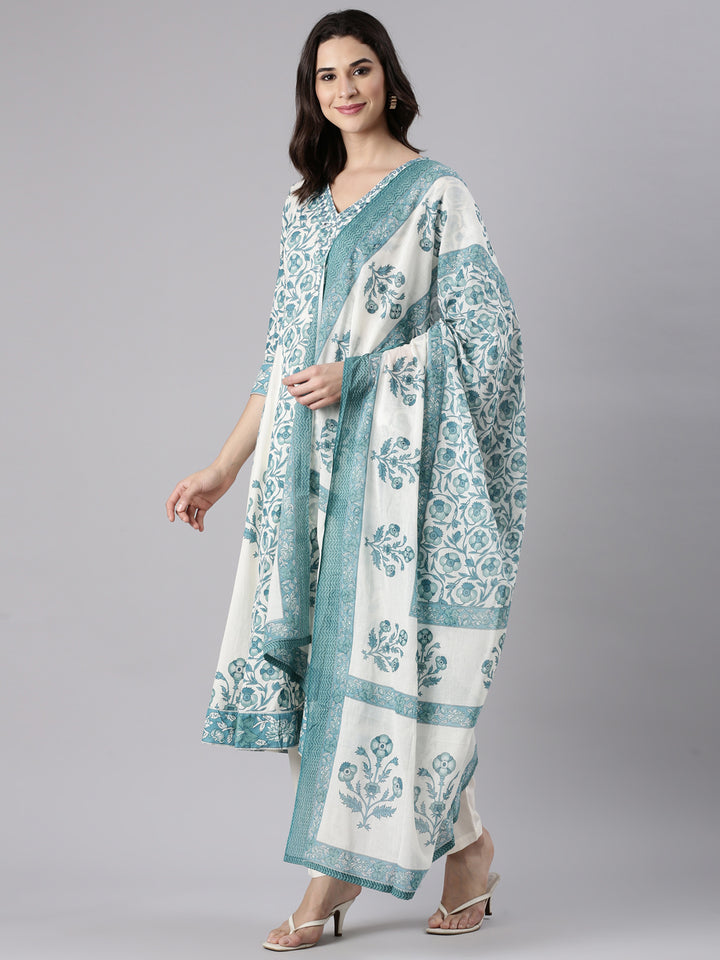 Rama Cotton Printed Anarkali Three Piece Set