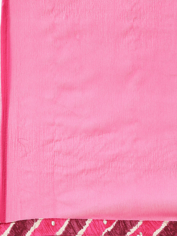 Neerus Magenta Printed Anarkali Kurta and Trousers With Dupatta