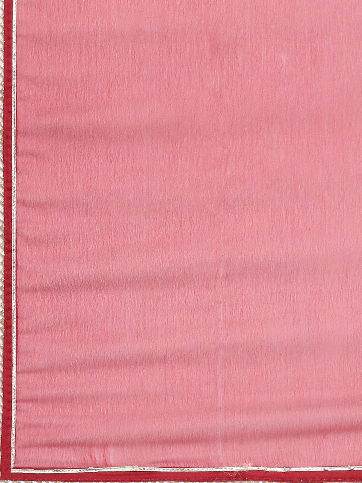 Neerus Red cotton printed Anarkali suit set - detail view 4