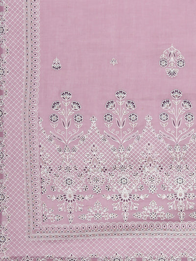 Neerus Purple Casual Ethnic Motifs Straight Kurta and Trousers With Dupatta