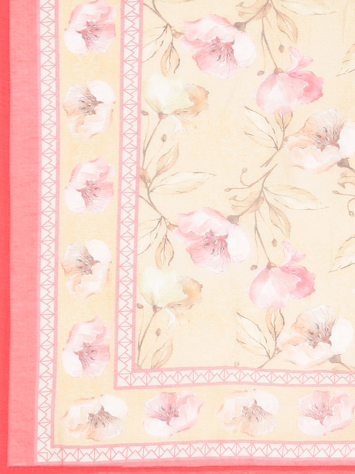 Neerus Yellow Printed Anarkali Kurta and Trousers With Dupatta