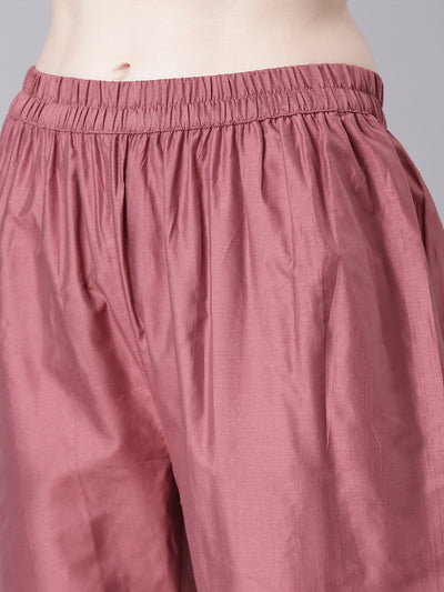Neerus Pink Printed Straight Kurta and Trousers With Dupatta