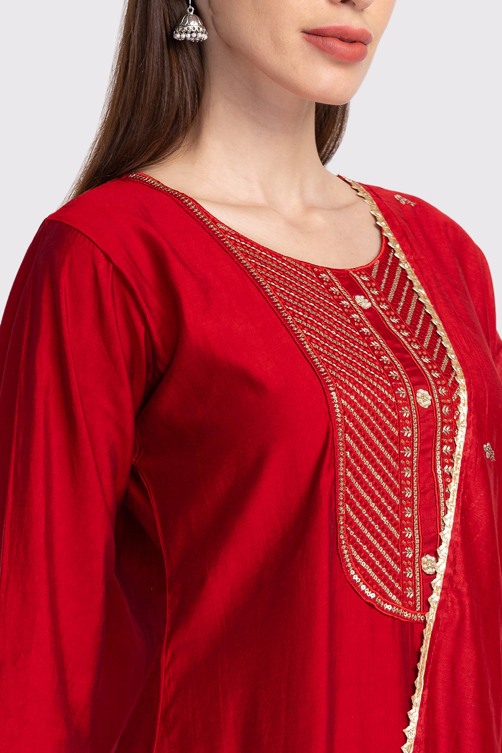 Neerus Muslin embellished panelled suit set - detail view 1
