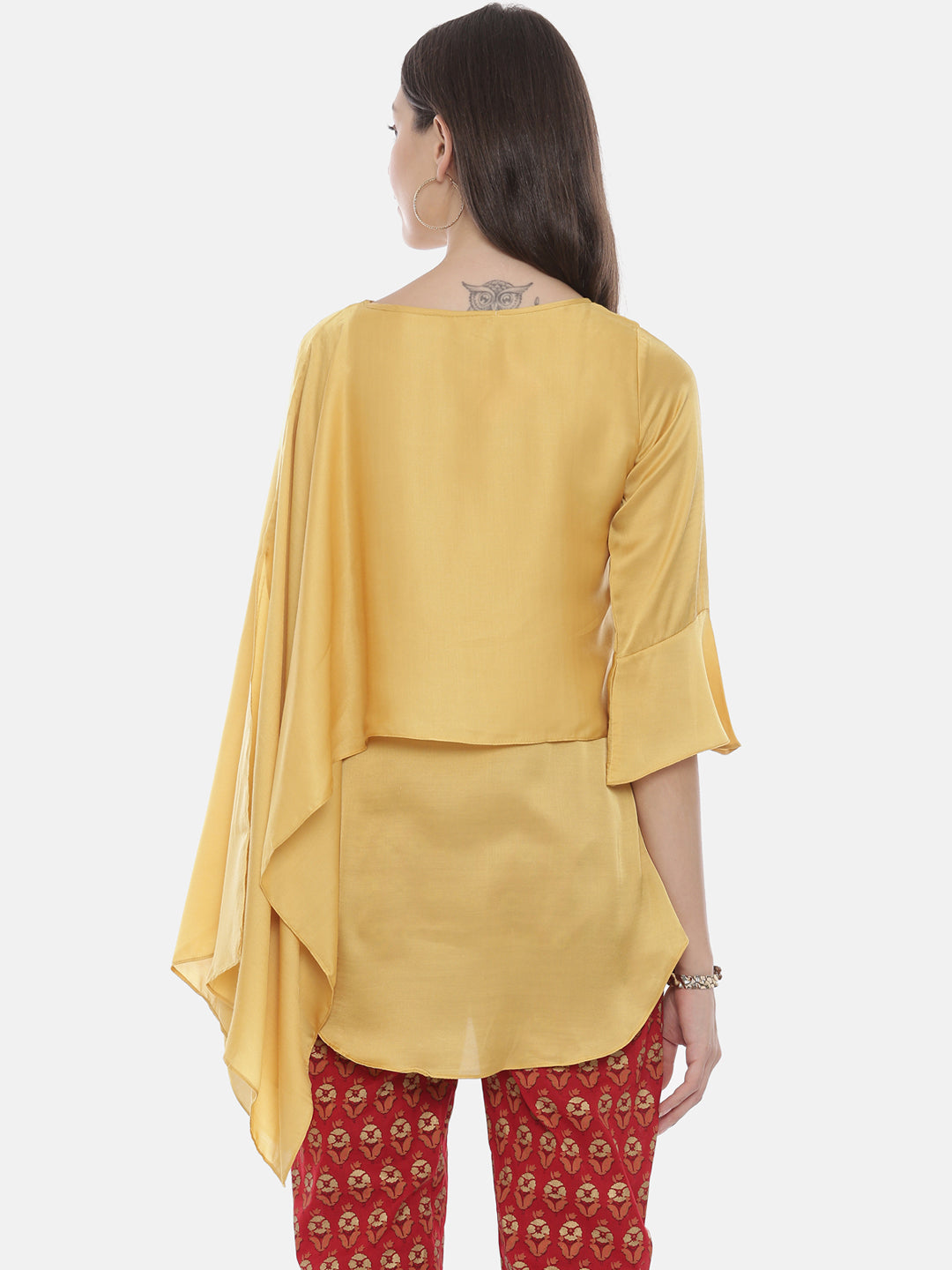 Neerus Women Mustard  Off-White Solid A-Line Kurta