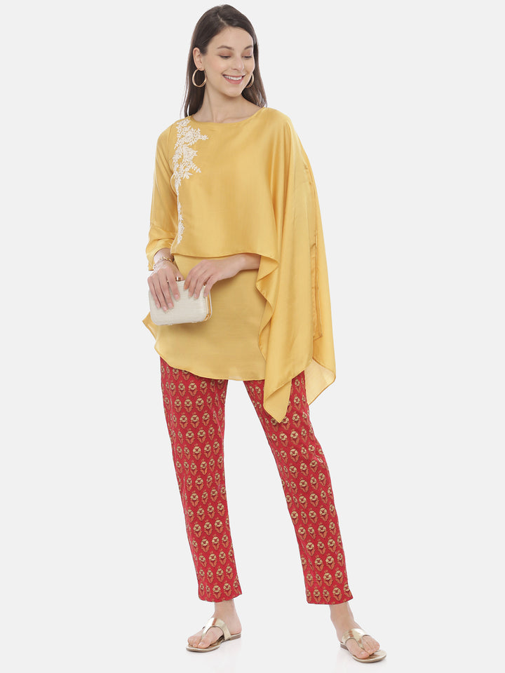 Neerus Women Mustard  Off-White Solid A-Line Kurta