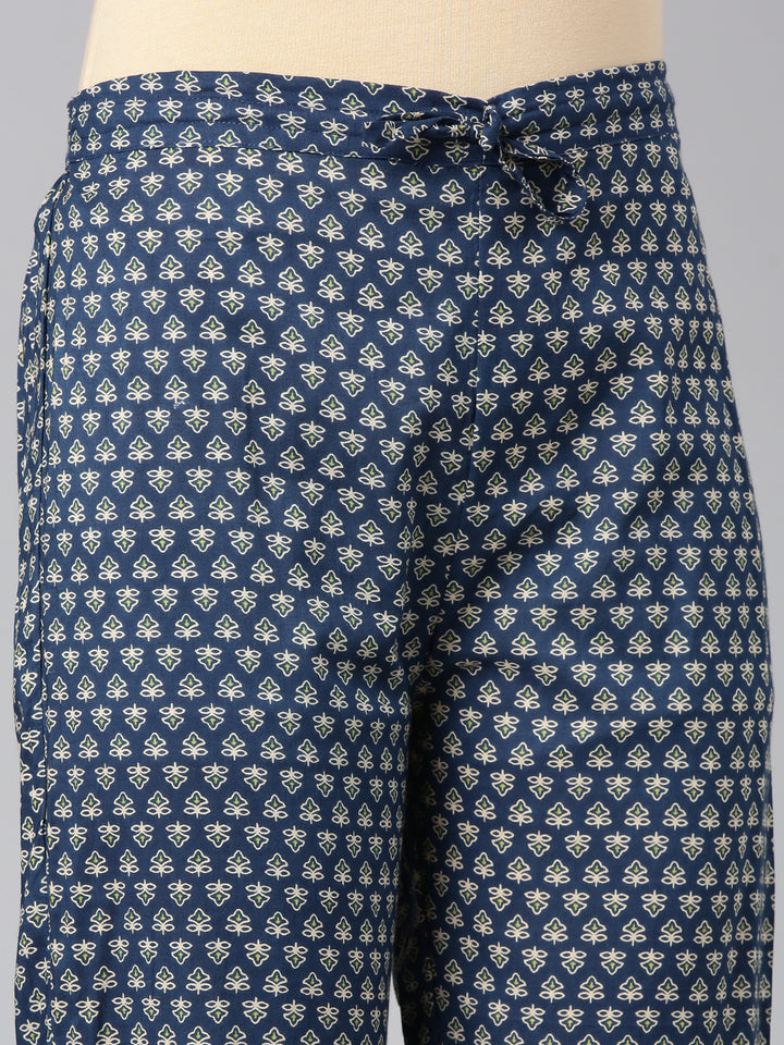 Neerus Green Printed Straight Kurta and Trousers