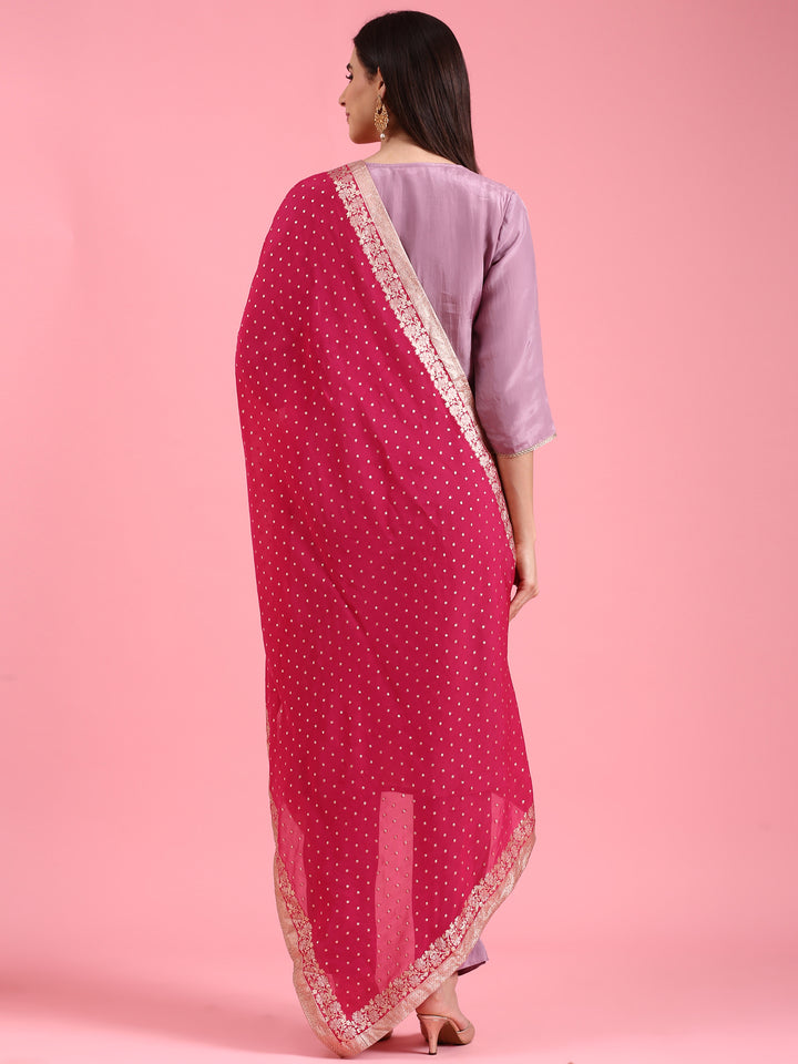 Lilac Organza Hand Embroidery Three Piece Suit Set