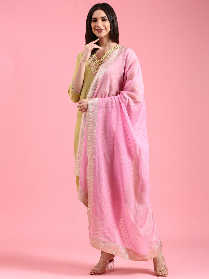 Pista Organza Hand Embroidery Three Piece Suit Set