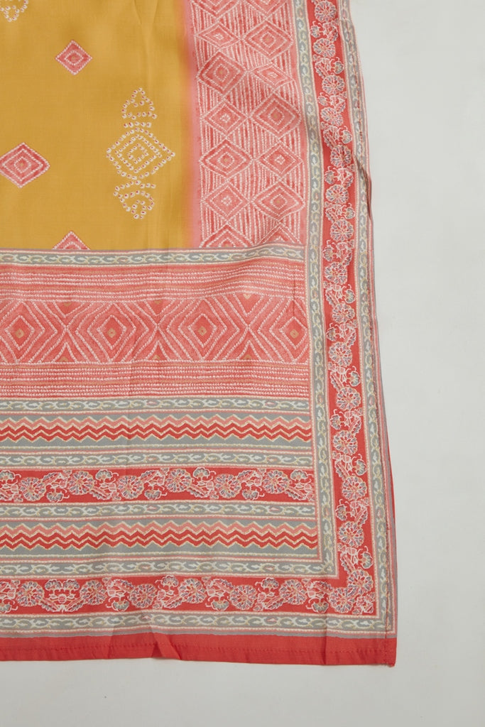 Neerus Pink printed straight suit set with dupatta - detail view 3