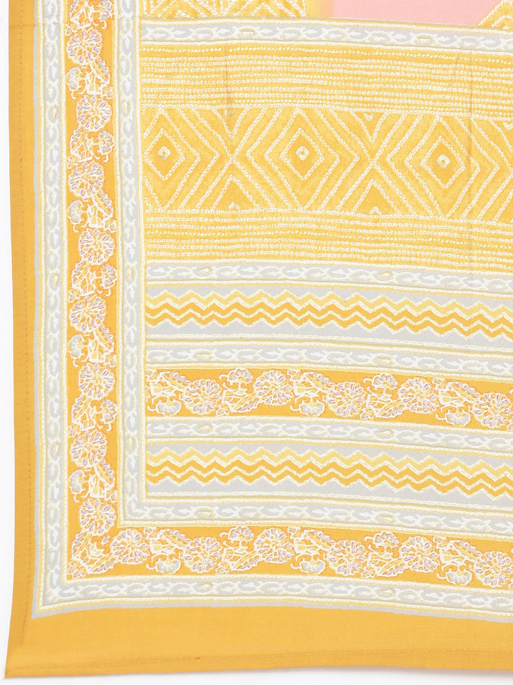 Neerus Yellow printed pleated suit set - detail view 4