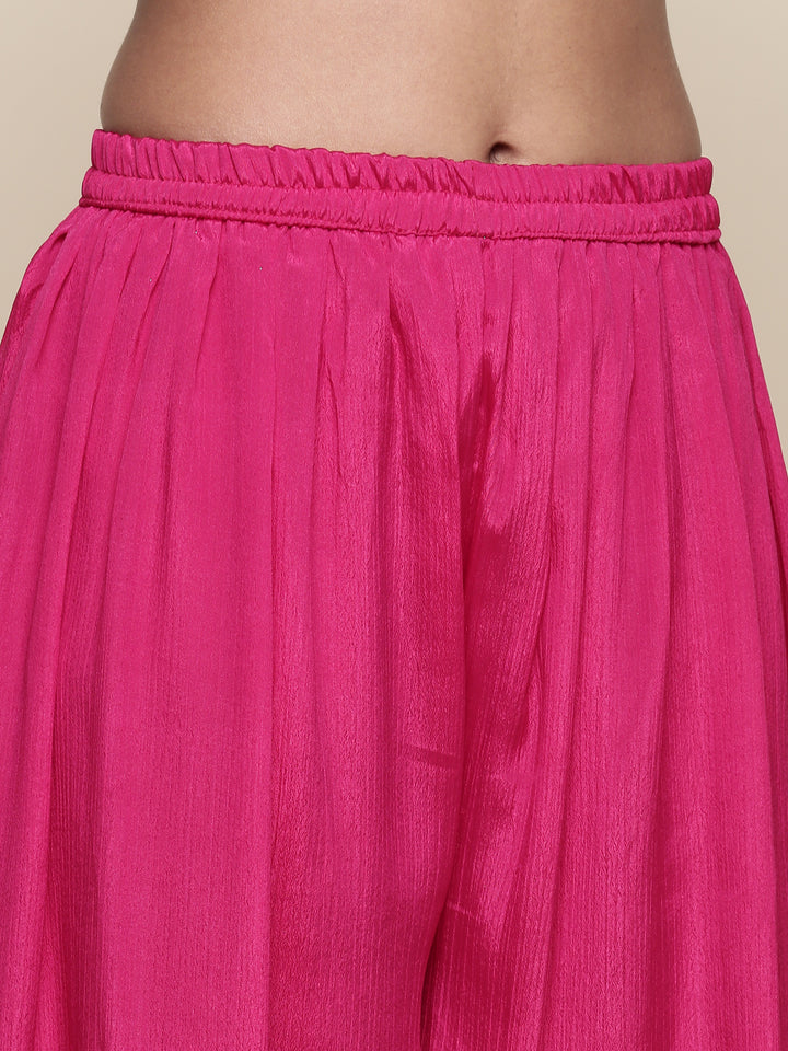 Rani pink georgette embroidered anarkali three piece set