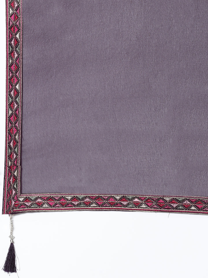 Wine georgette embroidered front silt anarkali three piece set