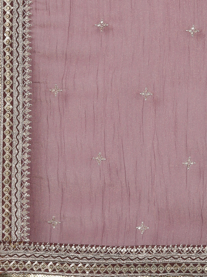 Wine Tissue Anarkali Set