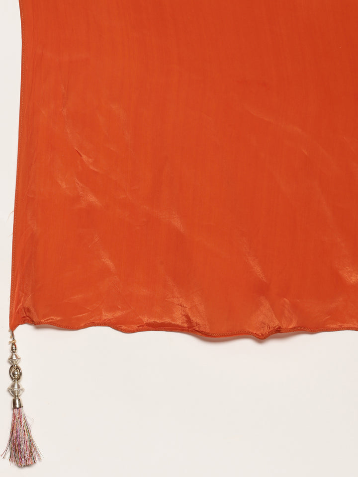 Orange Chinnon Crop Top Palazzo Set