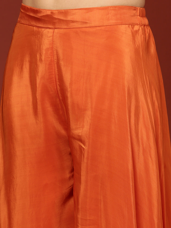 Orange Chinnon Crop Top Palazzo Set