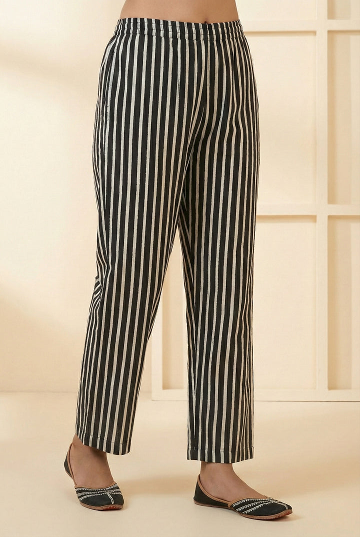 Black Cotton Floral Sequins And Hand Embroidery Suit Set