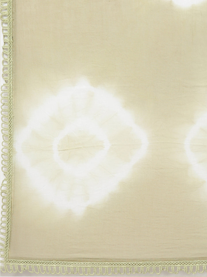 Neerus Green Regular Straight Embroidered Kurta And Trousers With Dupatta