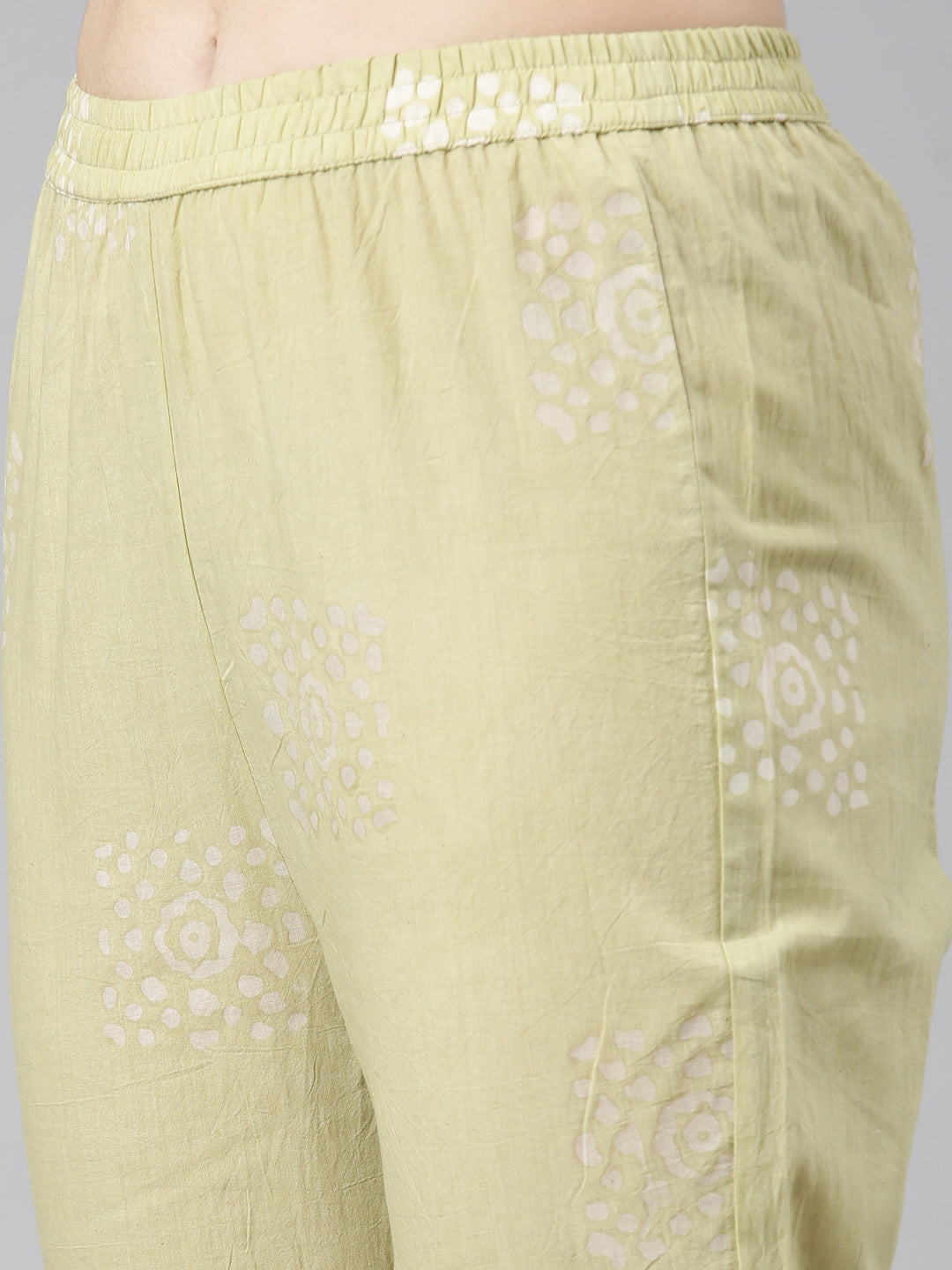 Neerus Green Regular Straight Embroidered Kurta And Trousers With Dupatta