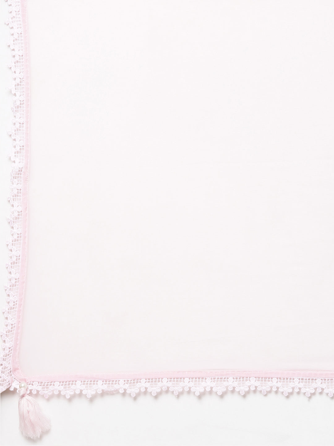 Neerus Pink cotton printed kurta set with trouser and dupatta - detail view 4