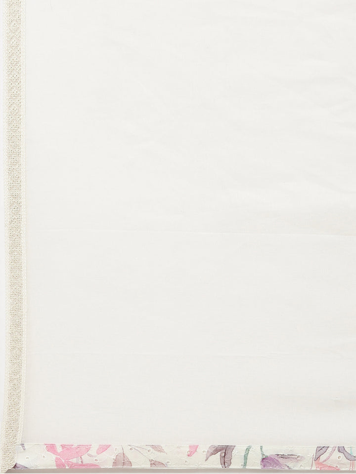 Neerus Beige printed straight kurta set with dupatta - detail view 4