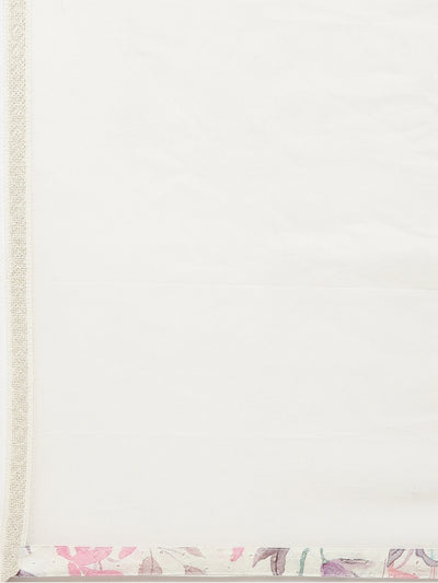 Neerus Cream Regular Straight Printed Kurta And Trousers With Dupatta