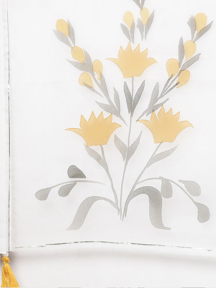 Neerus Yellow Regular Straight Printed Kurta And Trousers With Dupatta