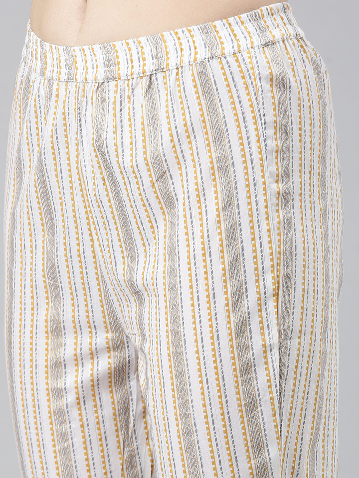 Neerus Yellow Regular Straight Printed Kurta And Trousers With Dupatta