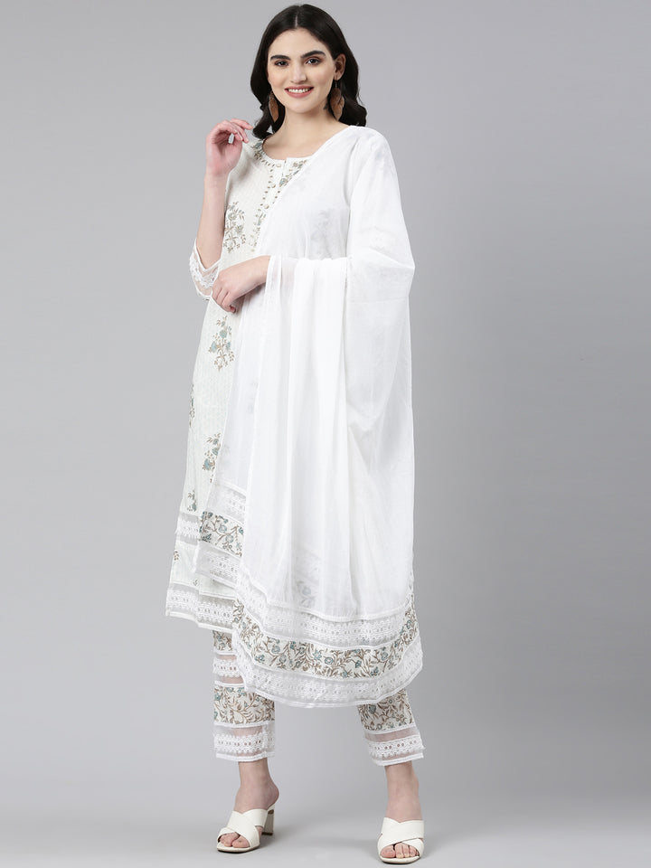 Neerus Blue Regular Straight Printed Readymade suits