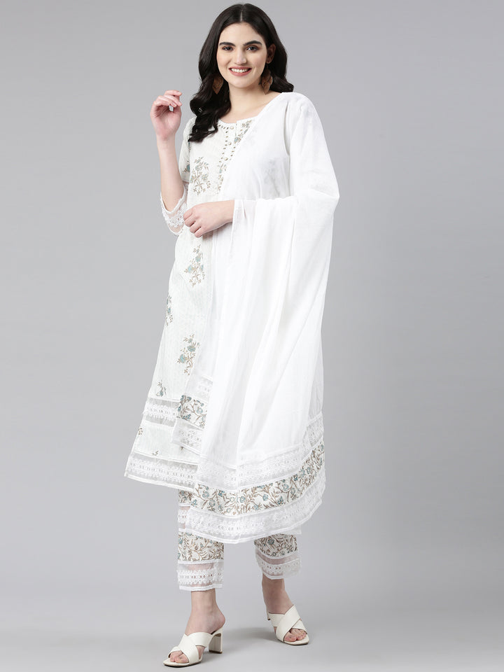 Neerus Blue Regular Straight Printed Readymade suits