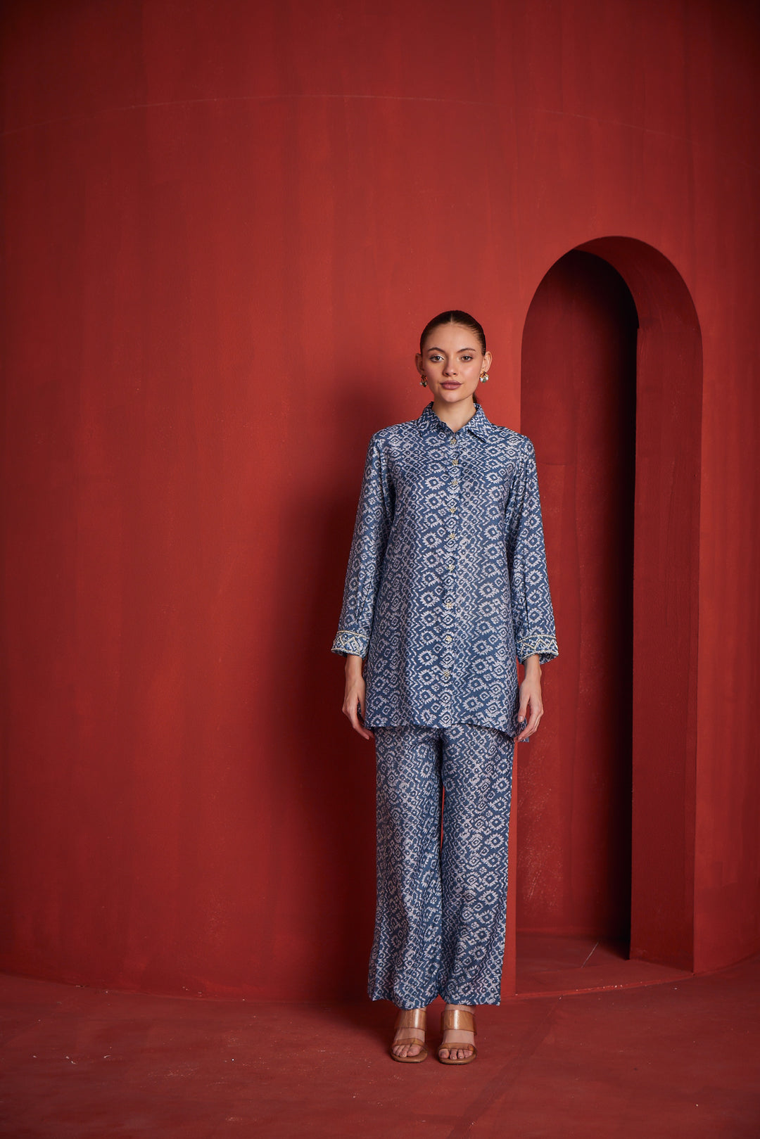 Neerus Women Indigo Colour Co-Ords Set