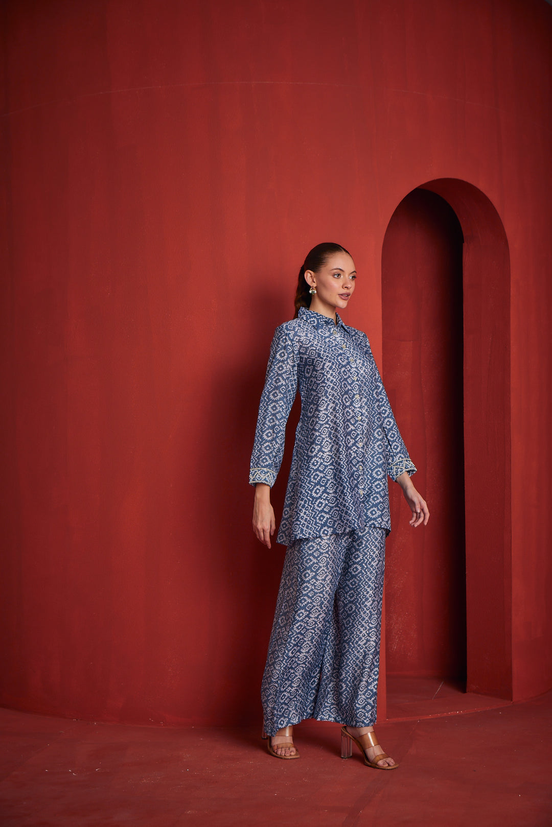 Neerus Women Indigo Colour Co-Ords Set