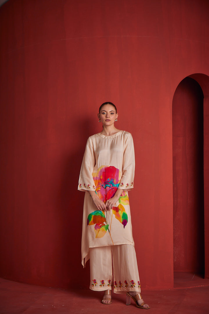 Neerus Womens Peach Colour Kurta Set