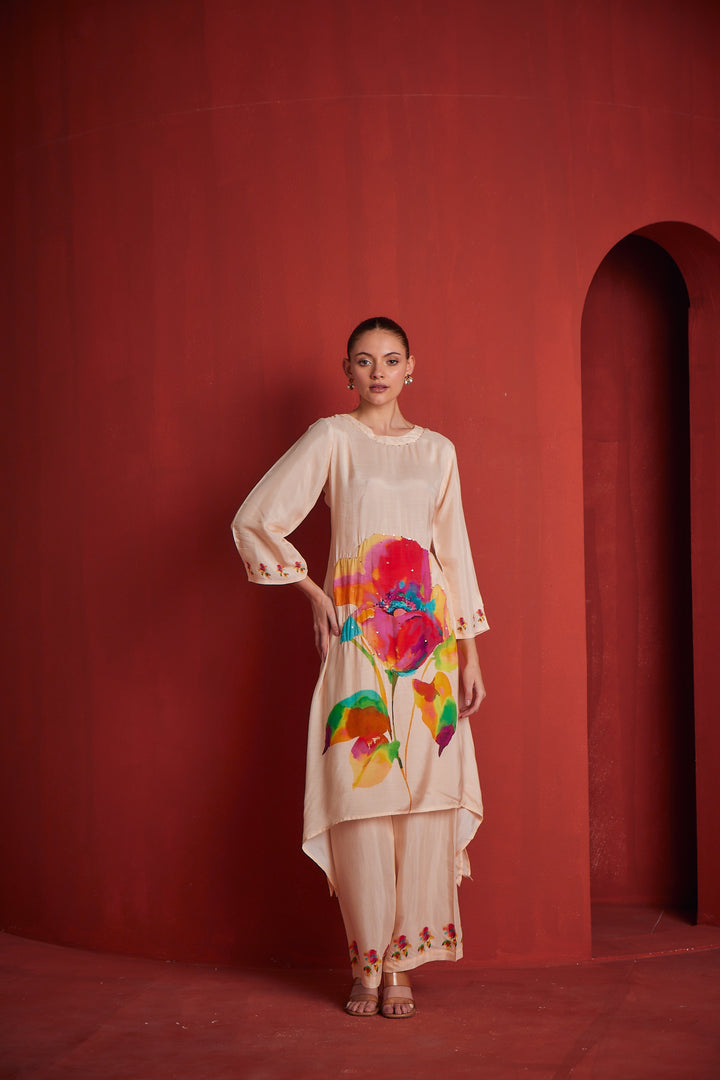 Neerus Womens Peach Colour Kurta Set