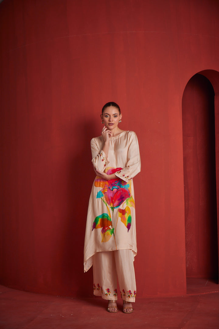 Neerus Womens Peach Colour Kurta Set