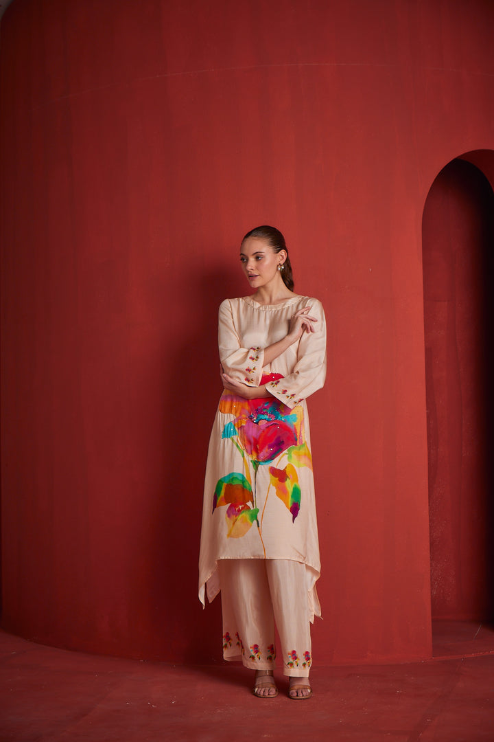 Neerus Womens Peach Colour Kurta Set