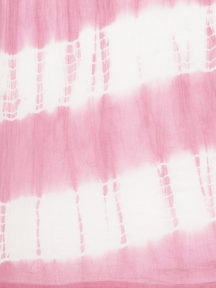 Neerus Pink printed straight kurta set with dupatta - detail view 4