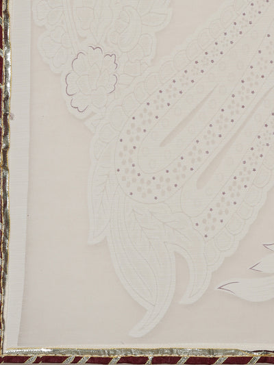 Neerus Cream Regular Straight Solid Kurta And Trousers With Dupatta