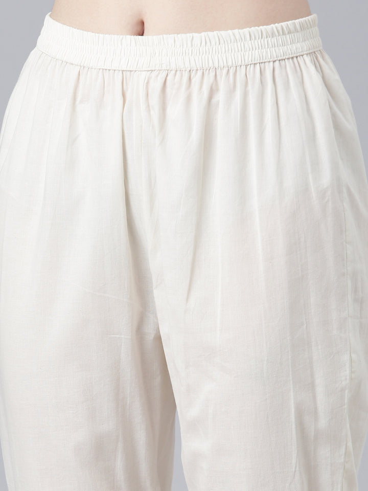 Neerus Cream Regular Straight Solid Readymade suits