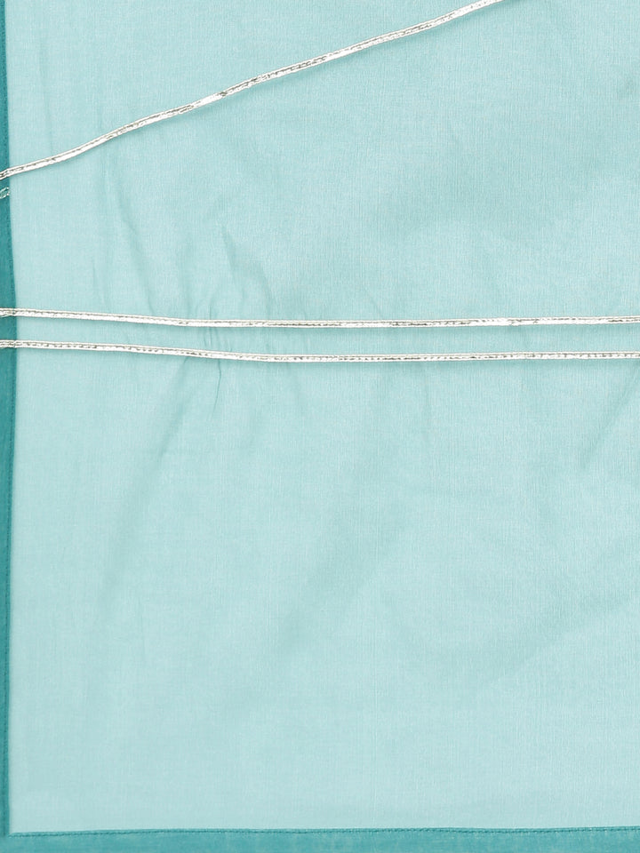 Neerus Green Shantoon solid straight kurta set - detail view 4