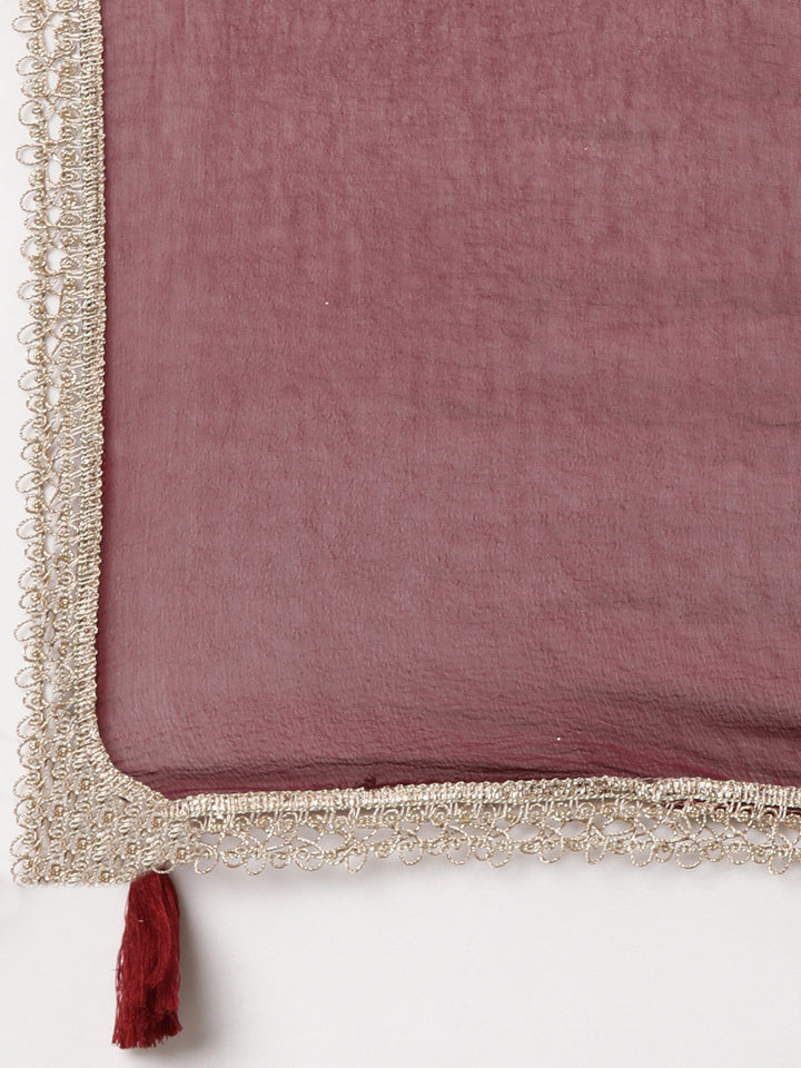 Neerus Peach Regular Straight Floral Kurta And Salwar With Dupatta