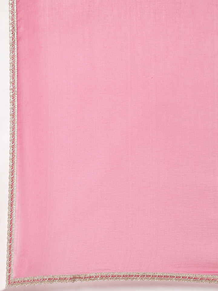 Neerus Magenta Regular Straight Floral Readymade suits