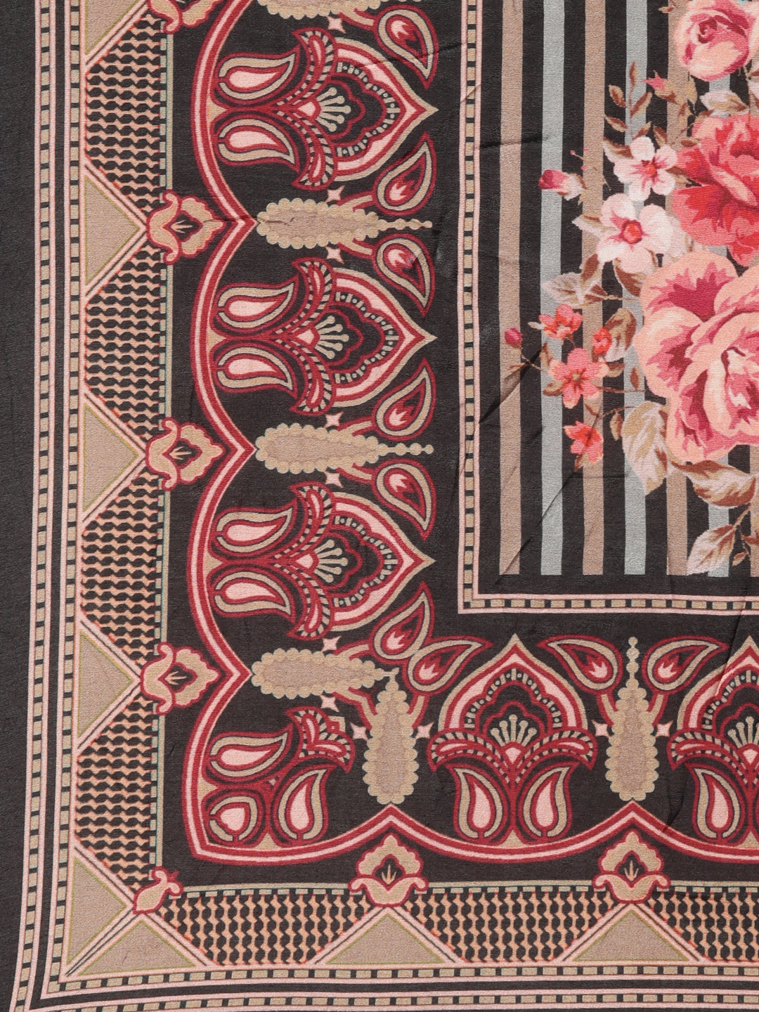 Neerus Black muslin printed suit set - detail view 4