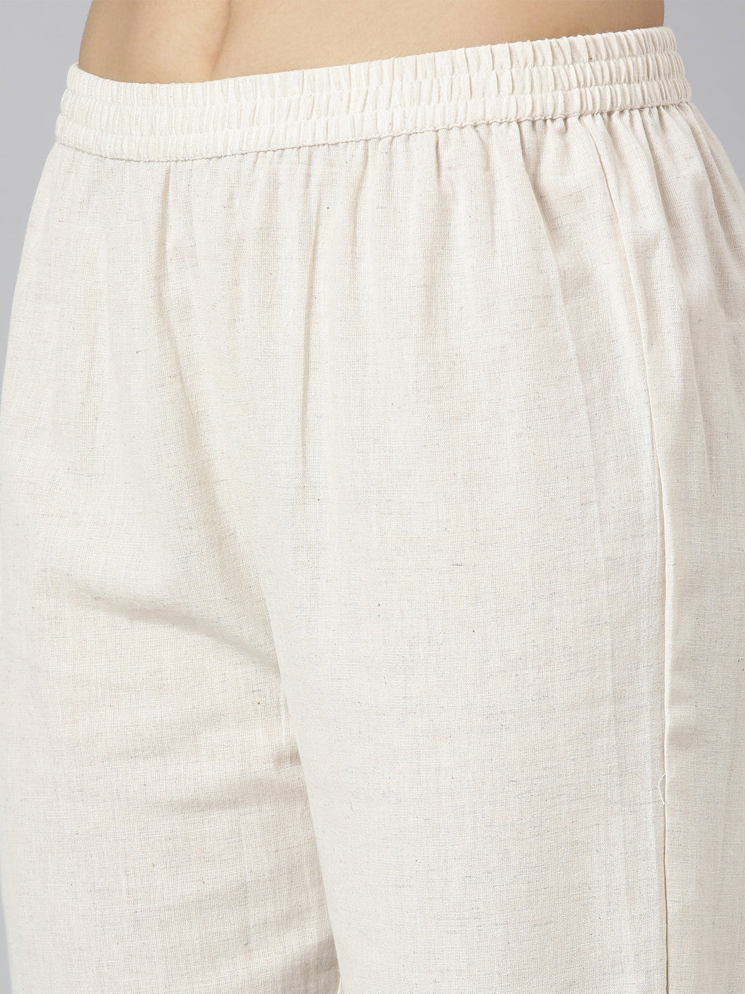 Neerus White solid straight suit set with dupatta - detail view 3