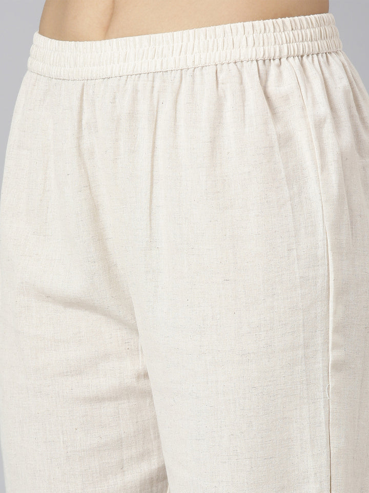 Neerus White solid straight suit set with dupatta - detail view 3