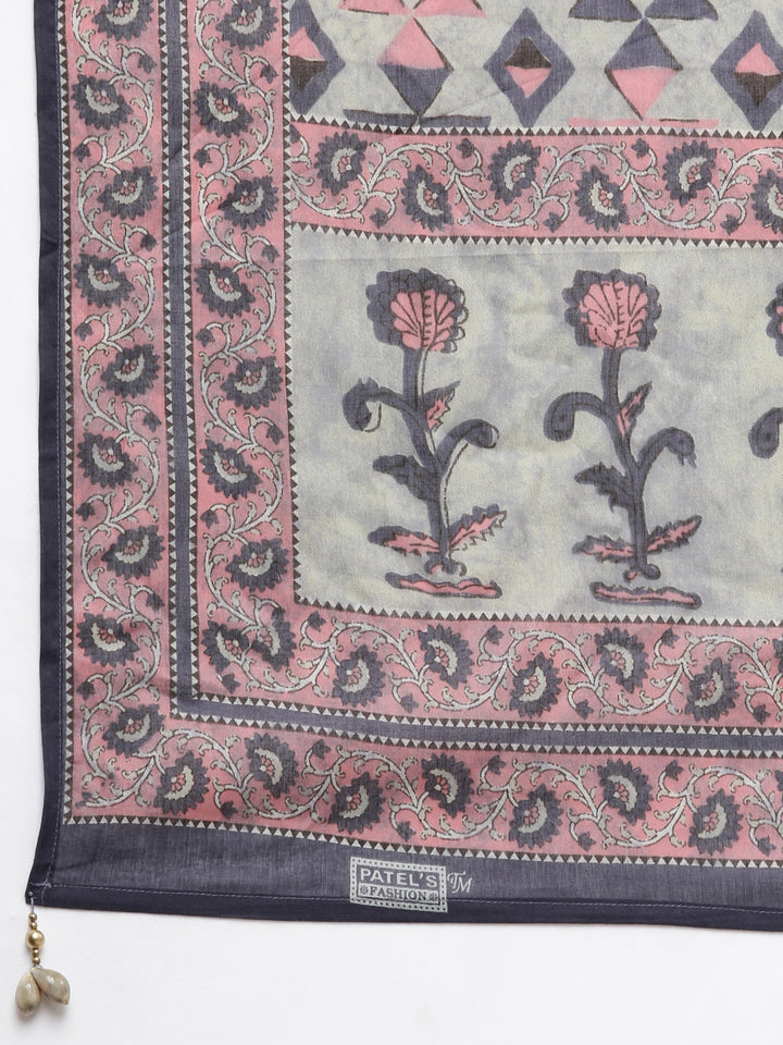 Neerus Grey cotton printed suit set - detail view 4