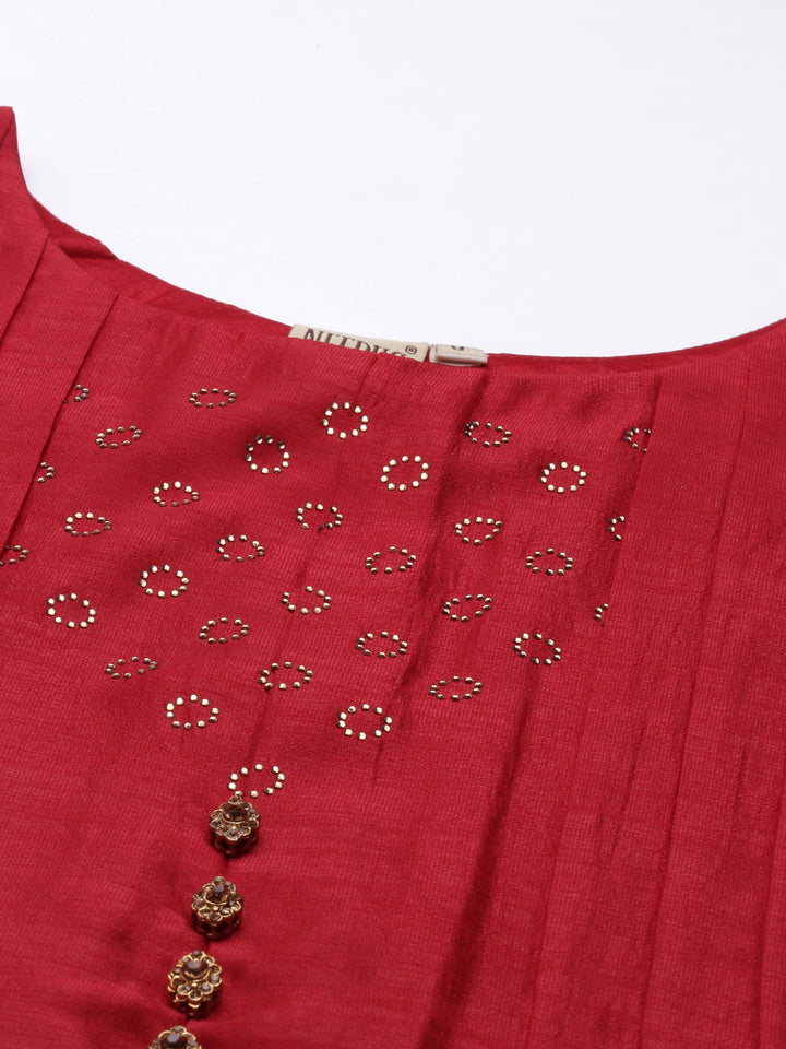 Neerus Women Maroon Anarkali Kurta