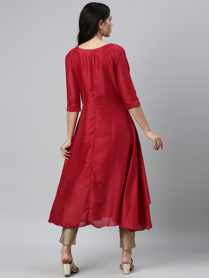 Neerus Women Maroon Anarkali Kurta