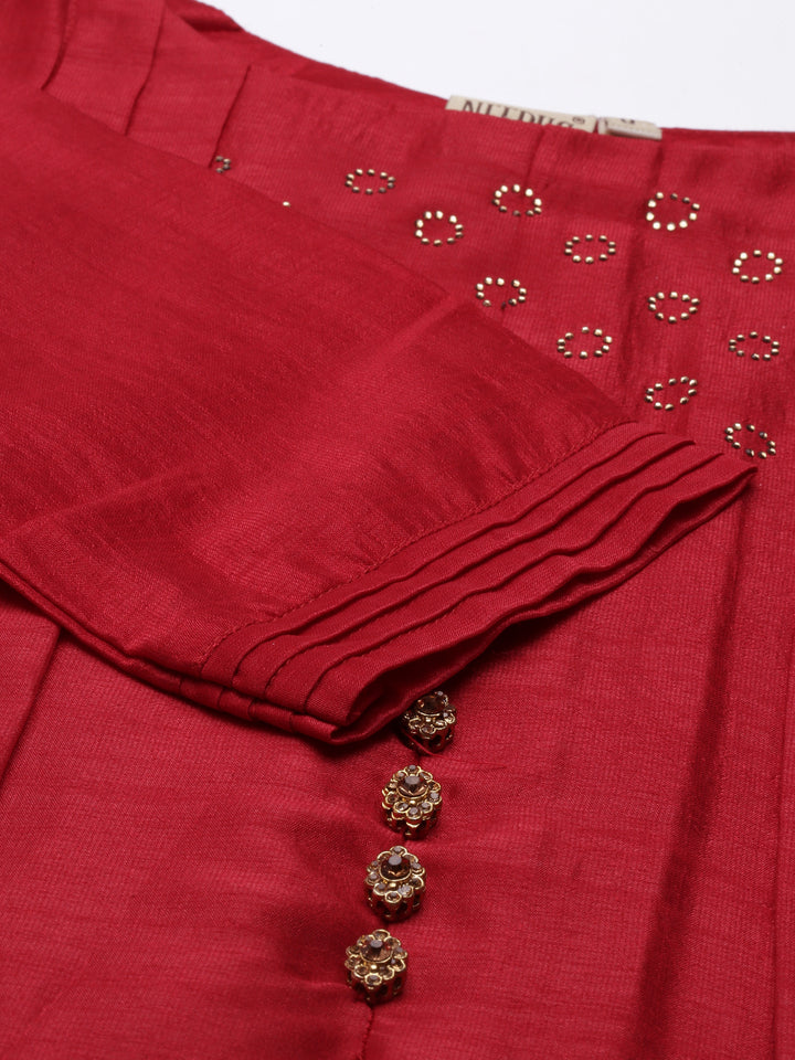 Neerus Women Maroon Anarkali Kurta