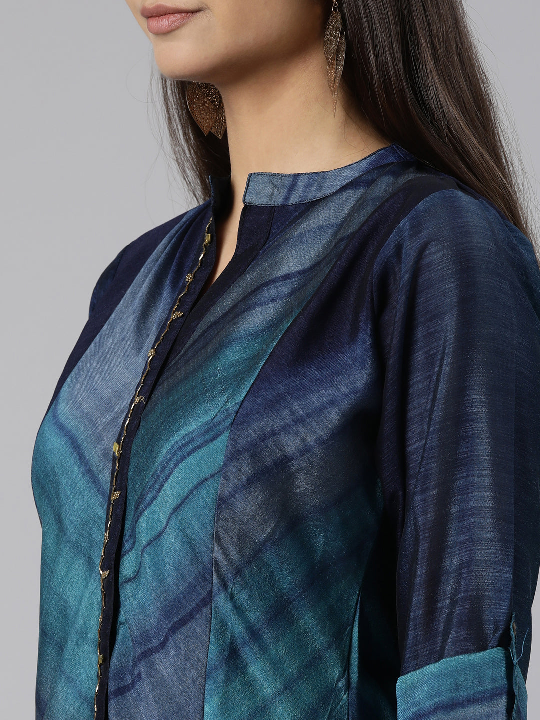 Neeru's Blue Straight Casual Graphic Dresses