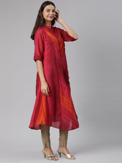 Neeru's Pink Straight Casual Graphic Dresses